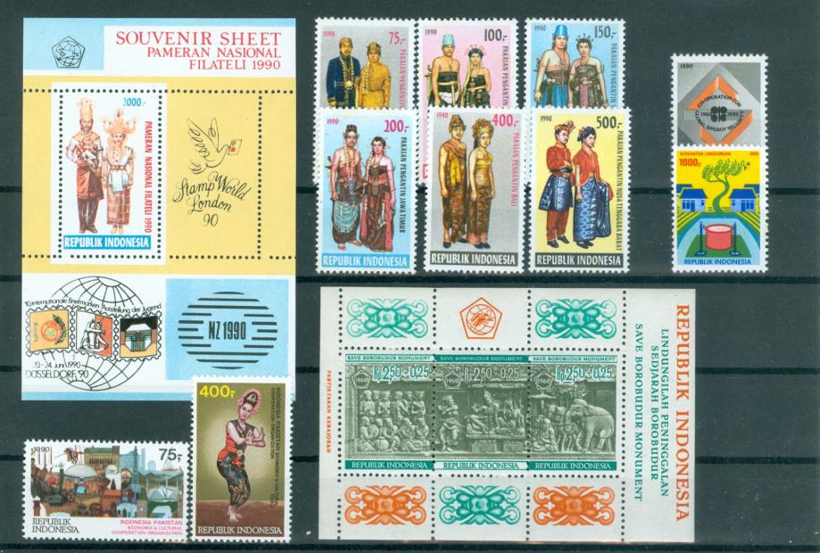 Indonezija 1968/2000 narodne noše spomeniki 3 serije, 2bloka MNH**