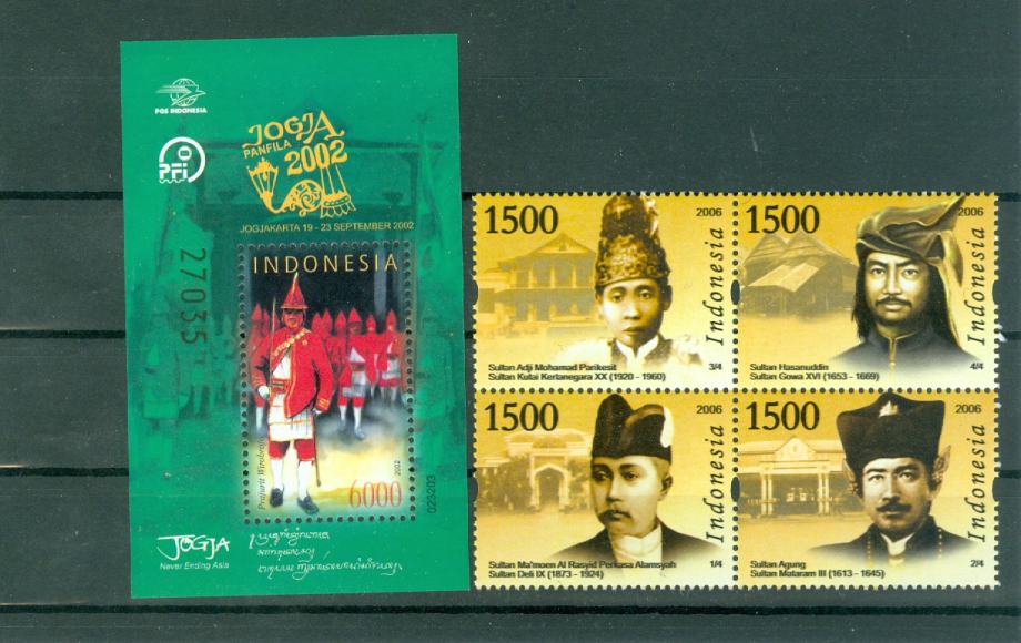 Indonezija 2002, 2006 sultani in garda serija in blok MNH**