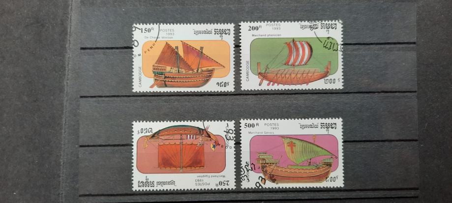 ladje - Kambodža 1993 - Mi 1366/1370 - 4 znamke, žigosane (Rafl01)