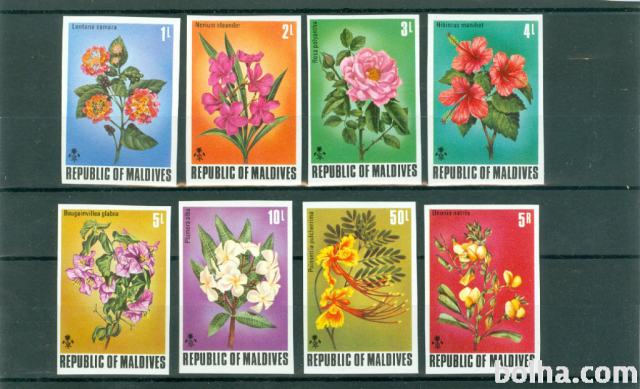 Maldivi 1974, flora serija 8 znamk, MNH**