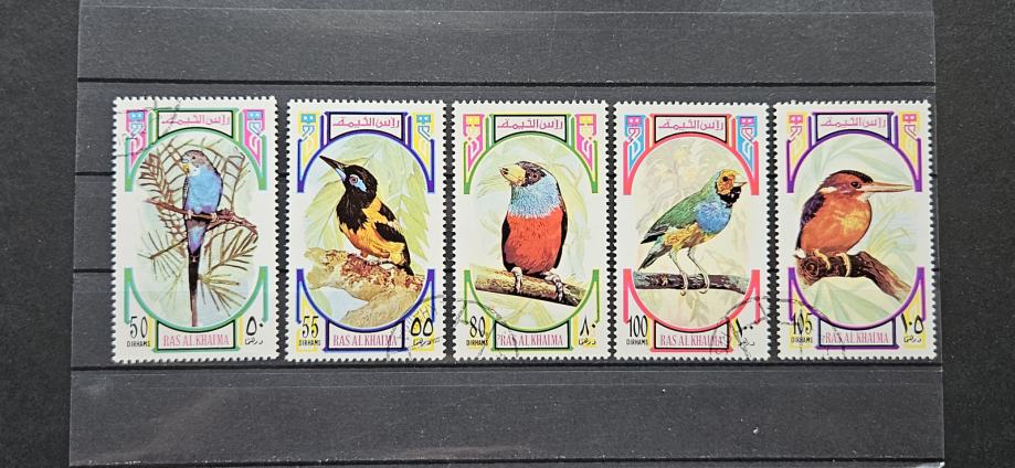 ptice - RAS AL KHAIMA 1972 - Mi 593/598 - 5 znamk, žigosane (Rafl01)