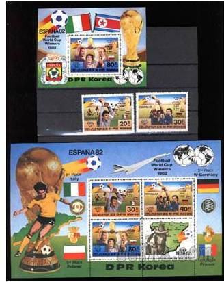 SEVERNA KOREJA SP v nogometu 1982 serija + 2x blok nežigosano
