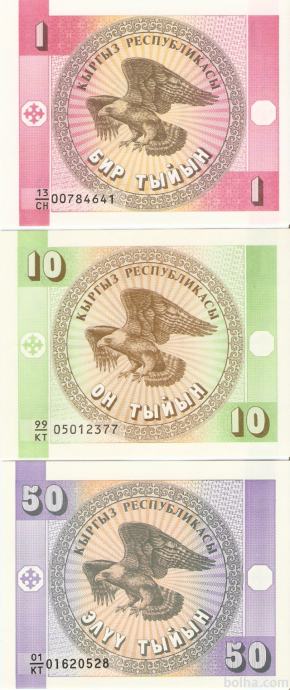 Bank.še 1,50 TYIN 1a,2a,3a(KIRGIZIJA-KIRGISTAN)1993.UNC