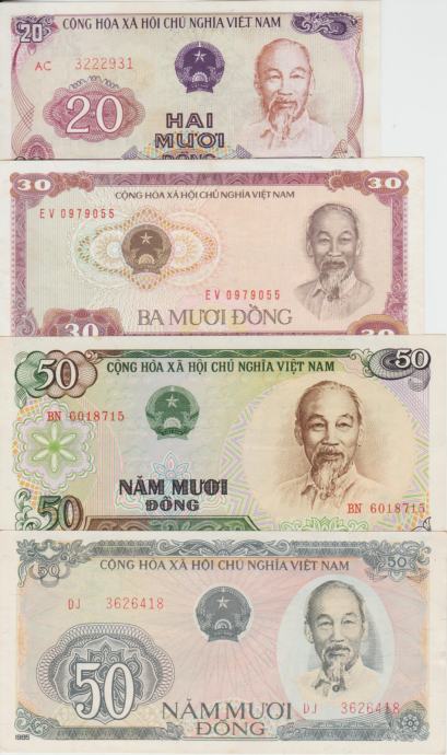 Bank.20,50-1985,30-1981 ĐONG (VIETNAM) aUNC/UNC
