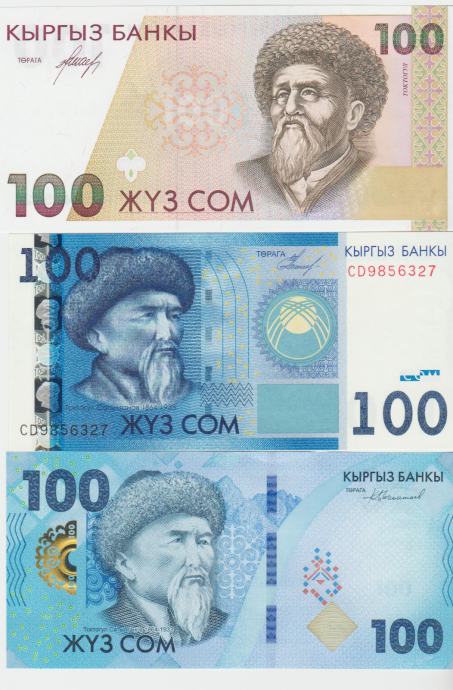 BANKOVEC 100-1994,2009,2023 SOM (KIRGIZIJA - KIRGISTAN) UNC