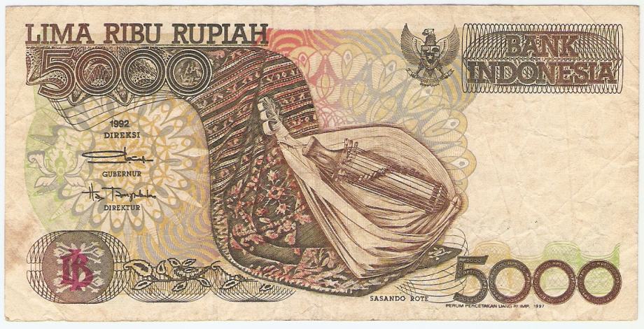 BANKOVEC 5000 rupij 1992 Indonezija