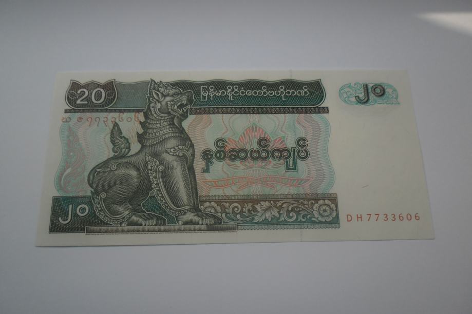 BANKOVEC MYANMAR 20 KYAT 1994 UNC
