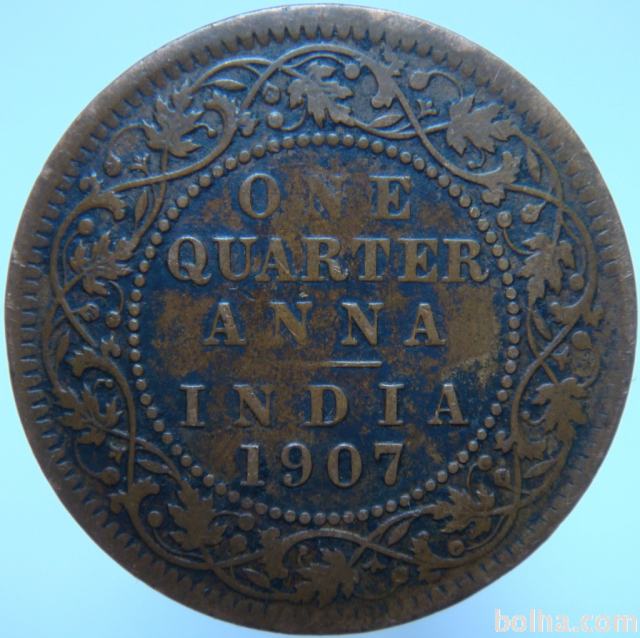 Britanska Indija 1/4 Anna 1907 VF