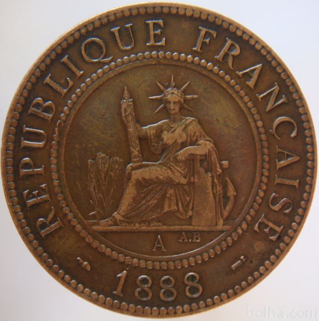 LaZooRo: Francoska Indokina 1 Cent 1888 XF