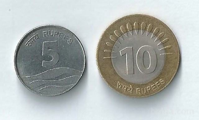 INDIJA - 5 in 10 rupees (komplet)