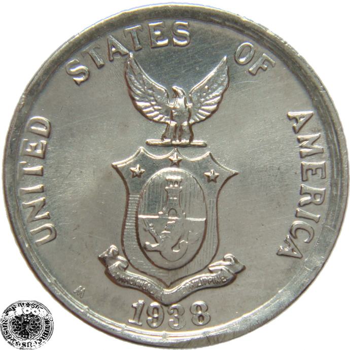 LaZooRo: Filipini 20 Centavos 1938 M UNC - Srebro