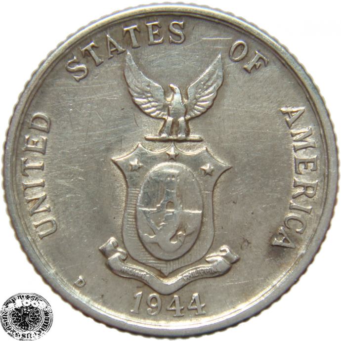 LaZooRo: Filipini 20 Centavos 1944 D XF/UNC - Srebro