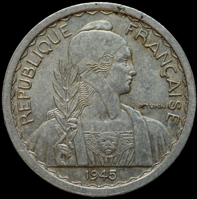 LaZooRo: Francoska Indokina 10 Cents 1945 XF