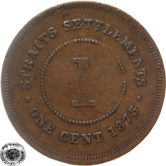 LaZooRo: Straits Settlements 1 Cent 1875 VF/XF