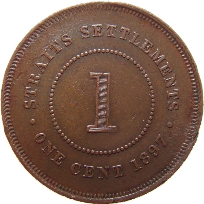 LaZooRo: Straits Settlements 1 Cent 1897 XF