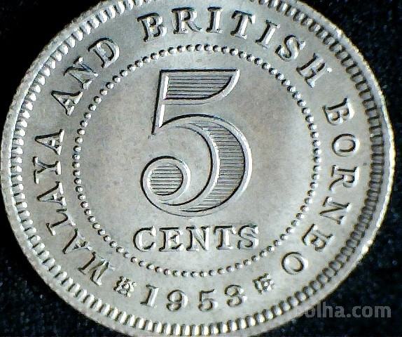 LaZooRo: Malaja in Borneo 5 Cents 1953 UNC