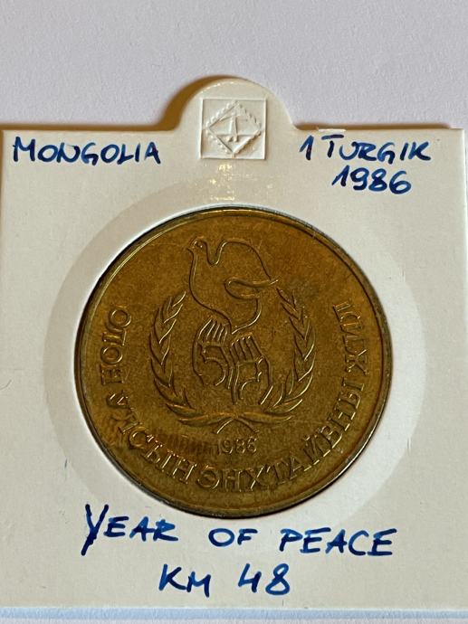Mongolija 1 Tugrik 1986 Leto miru