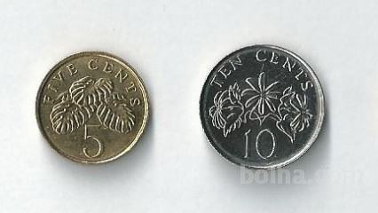 SINGAPUR - 5 in 10 cents (komplet)