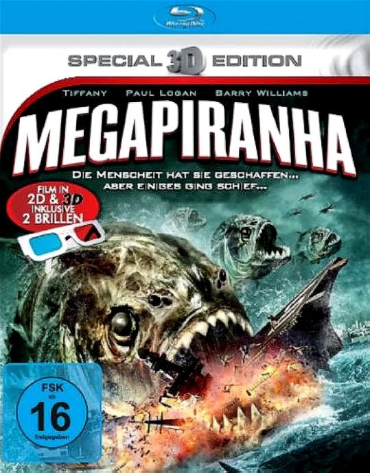 Blu ray 3D horror film: Mega Piranha (+ 3D očala)