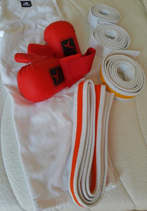 kimona vel.: 160 in bel/rumen/oranžen pas ter rokavice