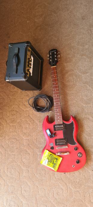 Epiphone SG kitara +ojačevalec Marshall, tuner, 2x trzalica in strune