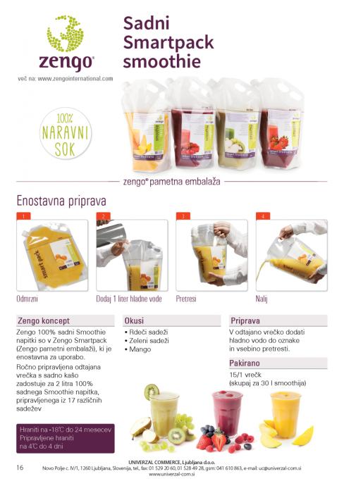 Zengo smoothie 100% v smart pack embalaži za 2 lit