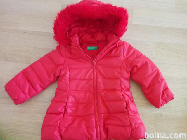 Otroška daljša topla bunda za deklico Benetton 1-2 leti