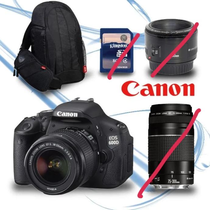 Canon EOS 600D + EF-S 18-55 mm + EOS Accessory kit