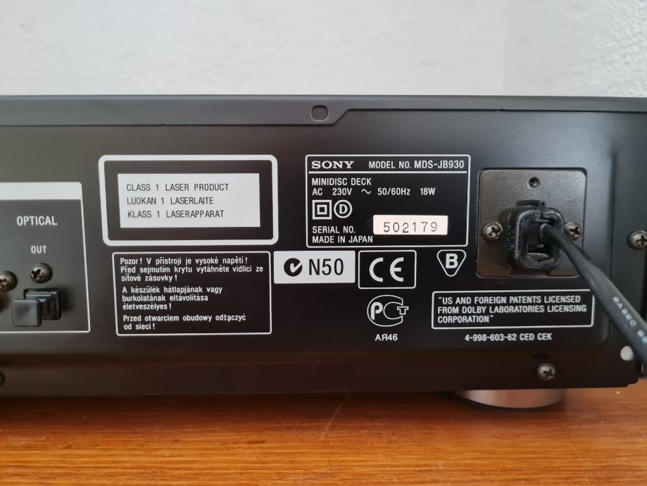 SONY MDSJB930 QS, MiniDisc player/recorder