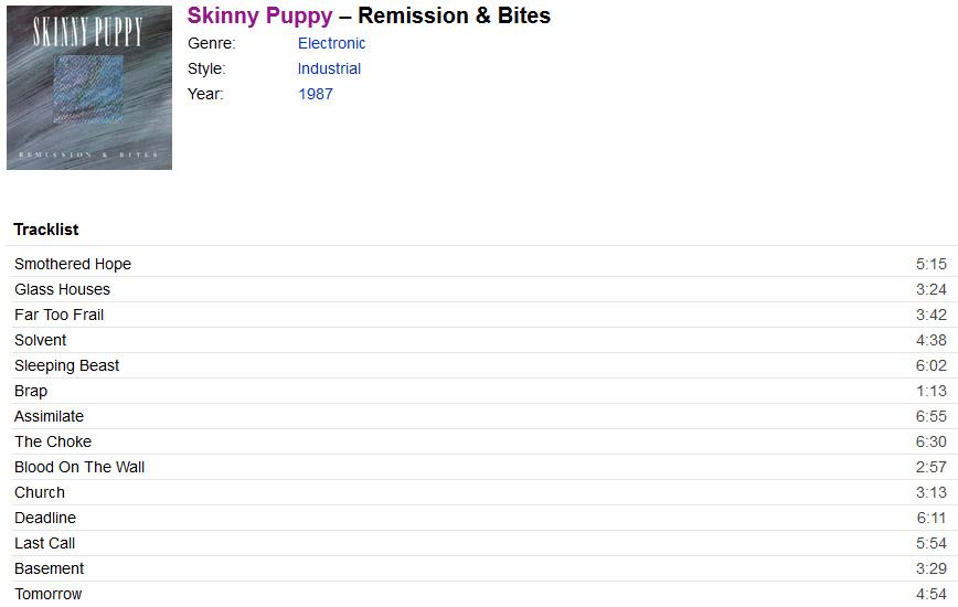 SKINNY PUPPY - REMISSION & BITES  (CD audio)