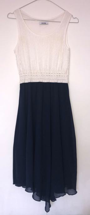 23. Obleka COLLOSEUM daljša, belo-temno modra, velikost S (45)