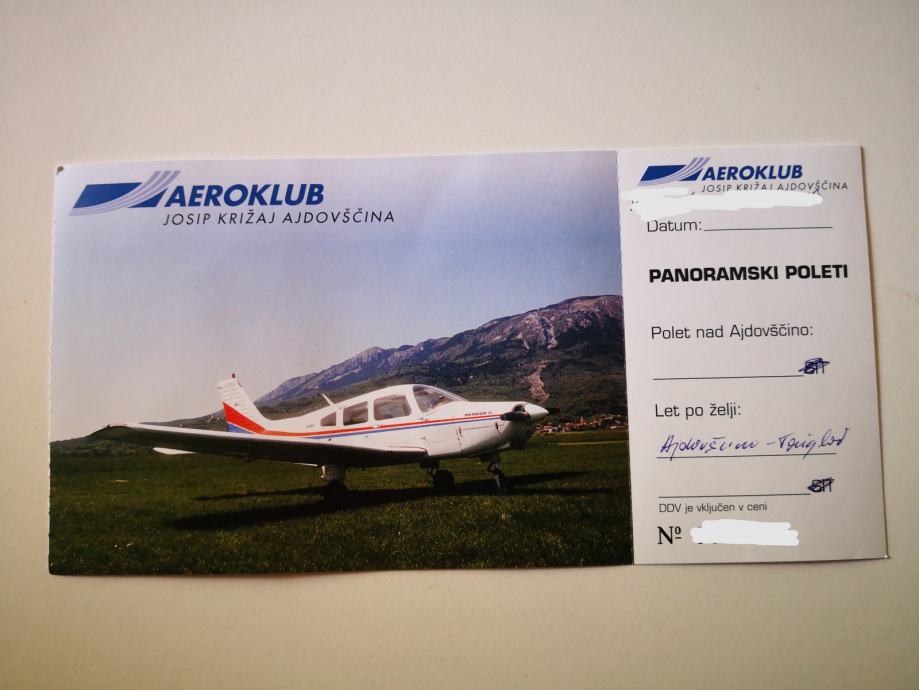 Bon za panoramski polet z letalom, Ajdovscina - Triglav, 3 osebe