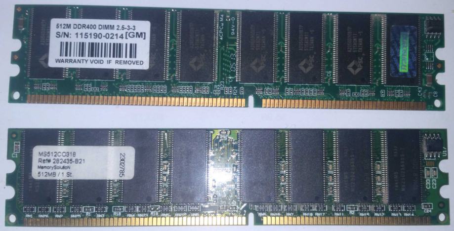 1GB (2 * 512MB) DDR400 CL2.5 RAM