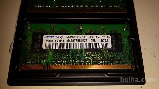 2x512MB DDR2 SODIMM RAM ZA PRENOSNIK 200Pin PC2-5300 SAMSUNG