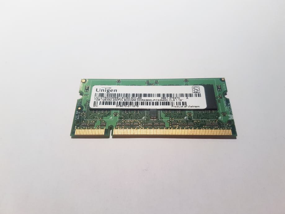 DDR2 RAM za prenosnik Unigen 1GB PC2-6400 800mhz CL6 200pin