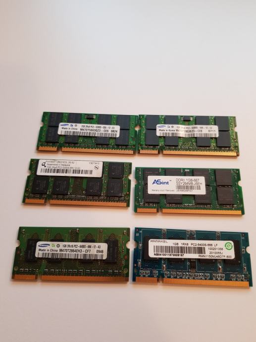 Prodam več kosov DDR2 SODIMM RAMA - pomnilnik za prenosnike
