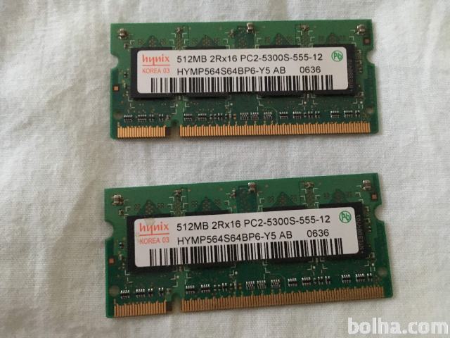 RAM DDR2 512MB SODIMM PC2-5300 Hynix (2 kom)