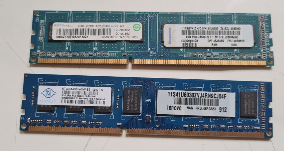 2 x RAM 2 GB PC3-8500U DDR3 1066MHZ