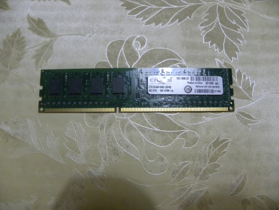 RAM DDR3 4GB CRUCIAL-za namizne rač.,1600MHz,UDIMM 1,5 V