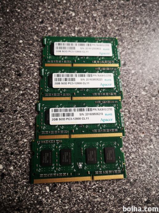 4x DDR3L CL11 1600 mHz 2GB RAM pomnilnik