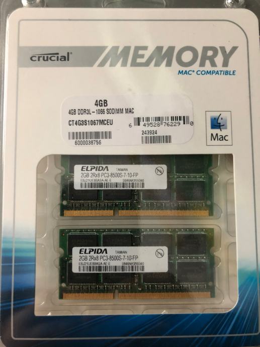 Crucial 4GB DDR3L - 1066 SODIMM za MAC