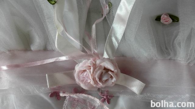 belo/roza oblekica za krst 9 do 12 m