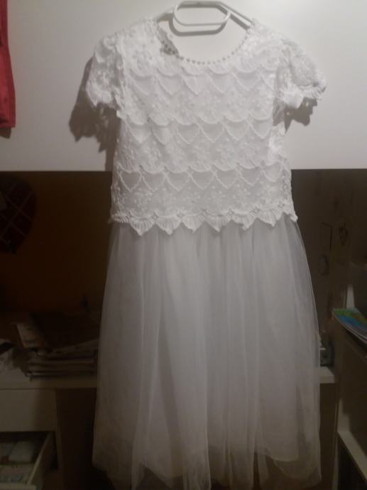 svečana dekliška obleka bela