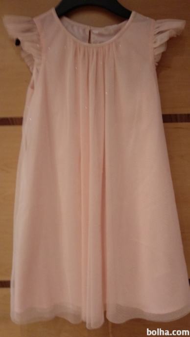 Svečana oblekica H&M, marelične barve z bleščicami. Št. 134.