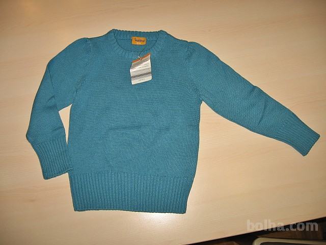 Nov otroški pleten pulover št.98/104 - moder