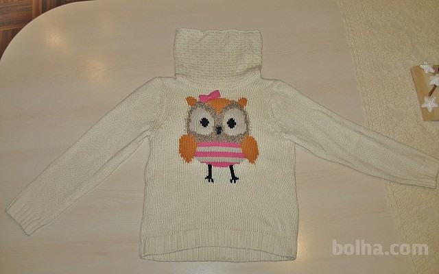 Otroški kvaliteten pleten pulover št.116 - sovica,c&a