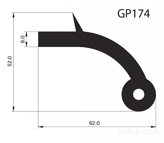 L-profil- gumi obroba koloteka za avtobus - GP174