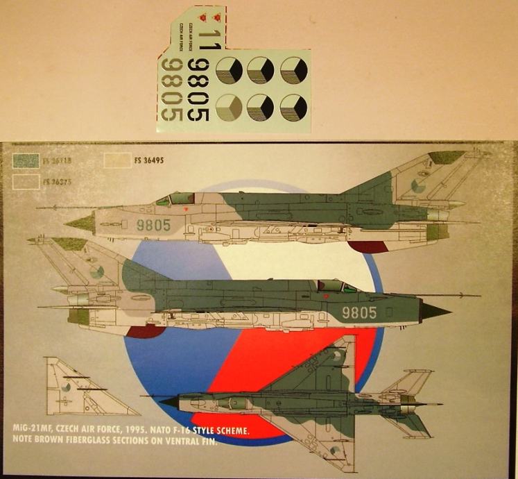 Mig-21MFN, 9805,Češki 1995 decals 1/48