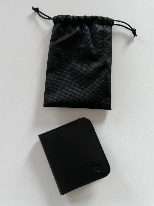 NOVA unisex črno-rjava usnjena denarnica z darilno vrečko