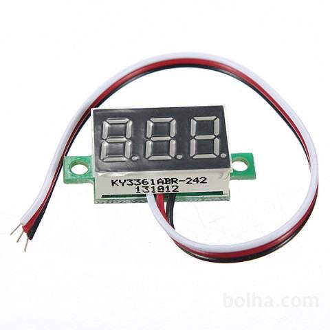 Miniaturni digitalni voltmeter DC 0-100V in 0-200V LED